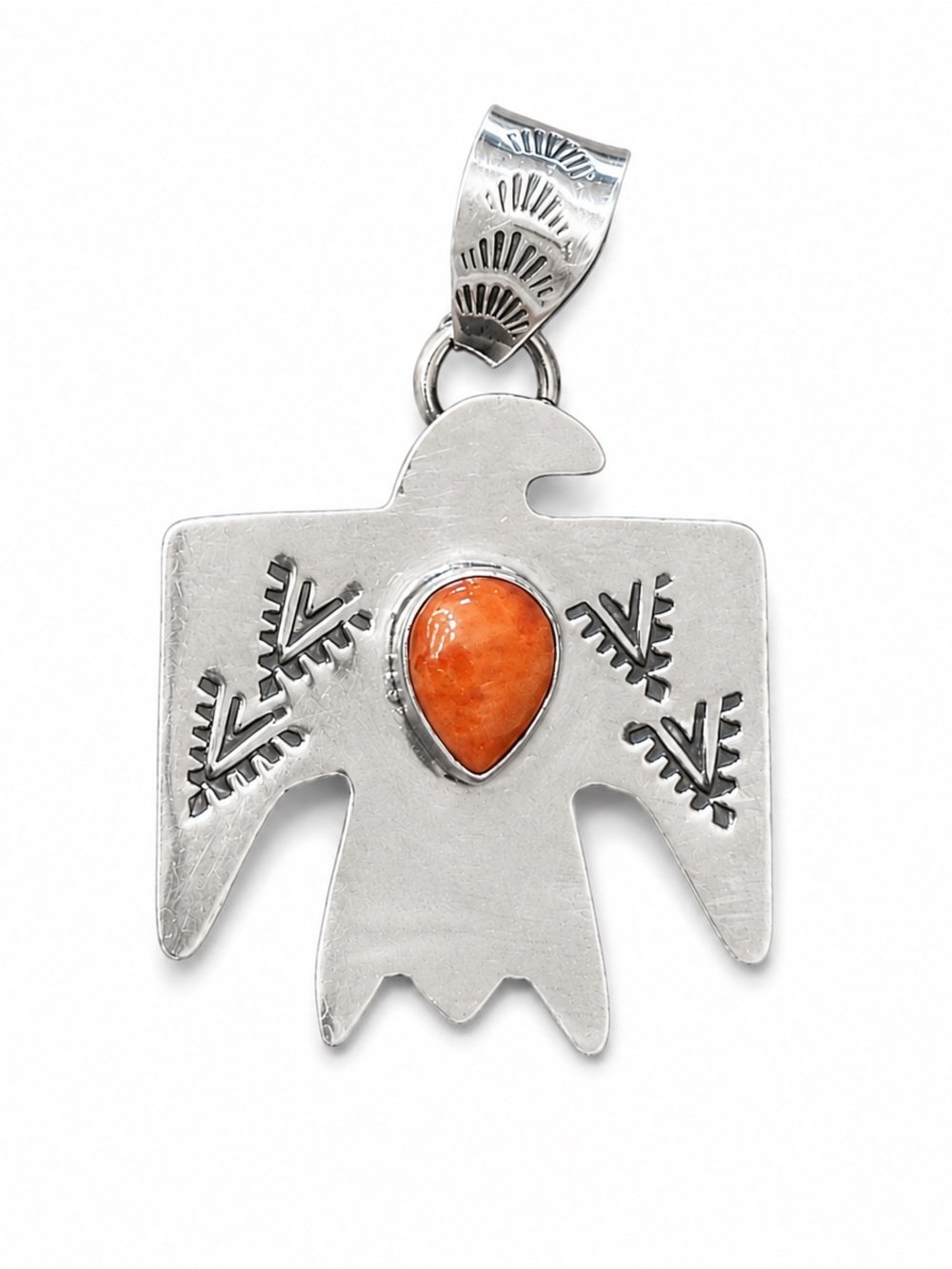 Sterling Thunderbird Pendant with Spiny Oyster stone